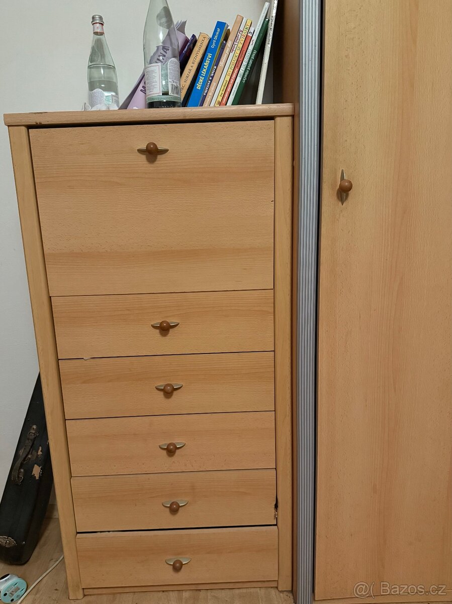 Sestava do ložnice - šatní skříň, skříňka se šuplíky - 5