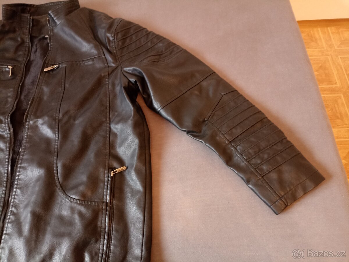 Bunda PU kůže jemná koženka - 5