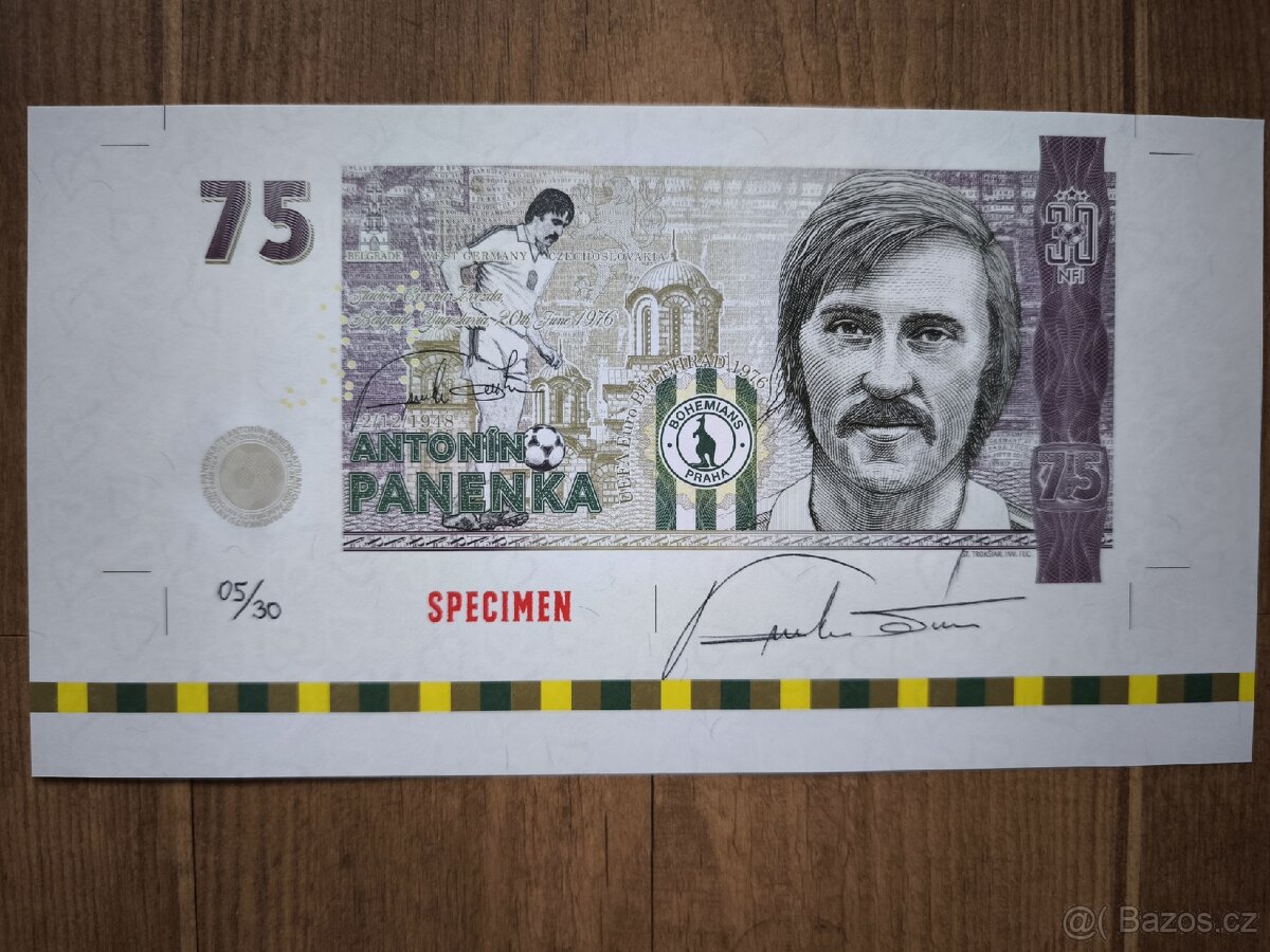 5ks Antonín Panenka 75 - bankovní arch - 5