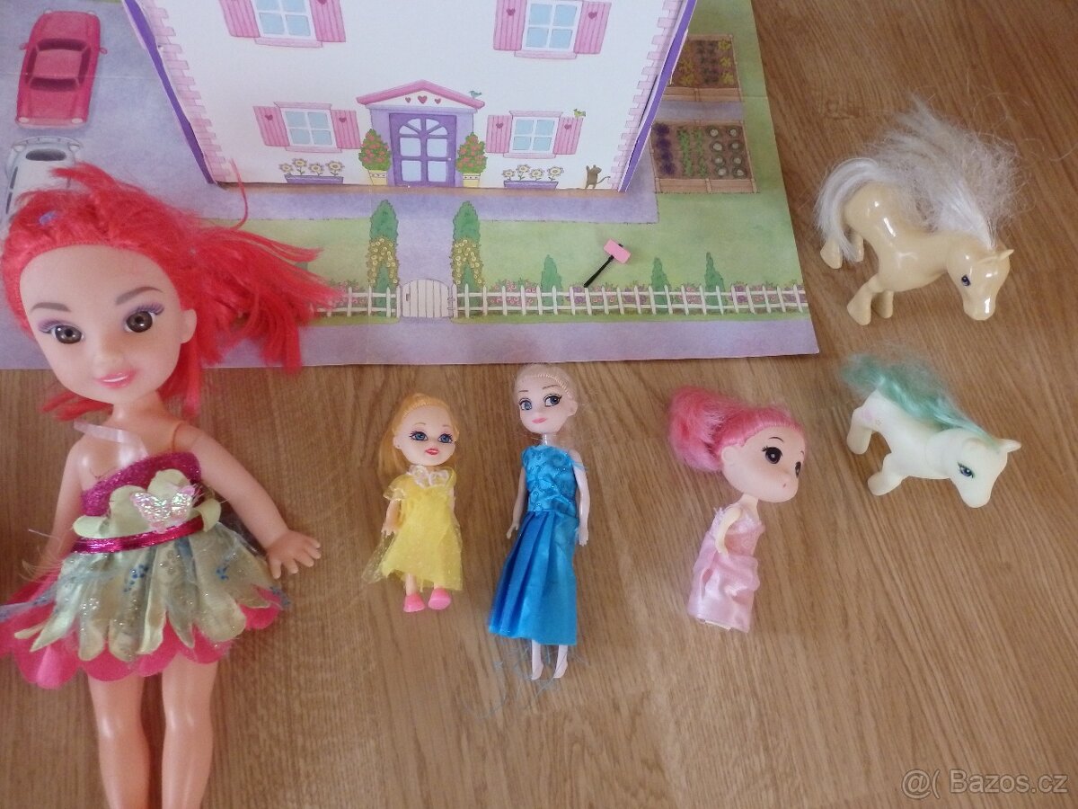 Domeček pro panenky+panenky atd.-cena za vše - 5