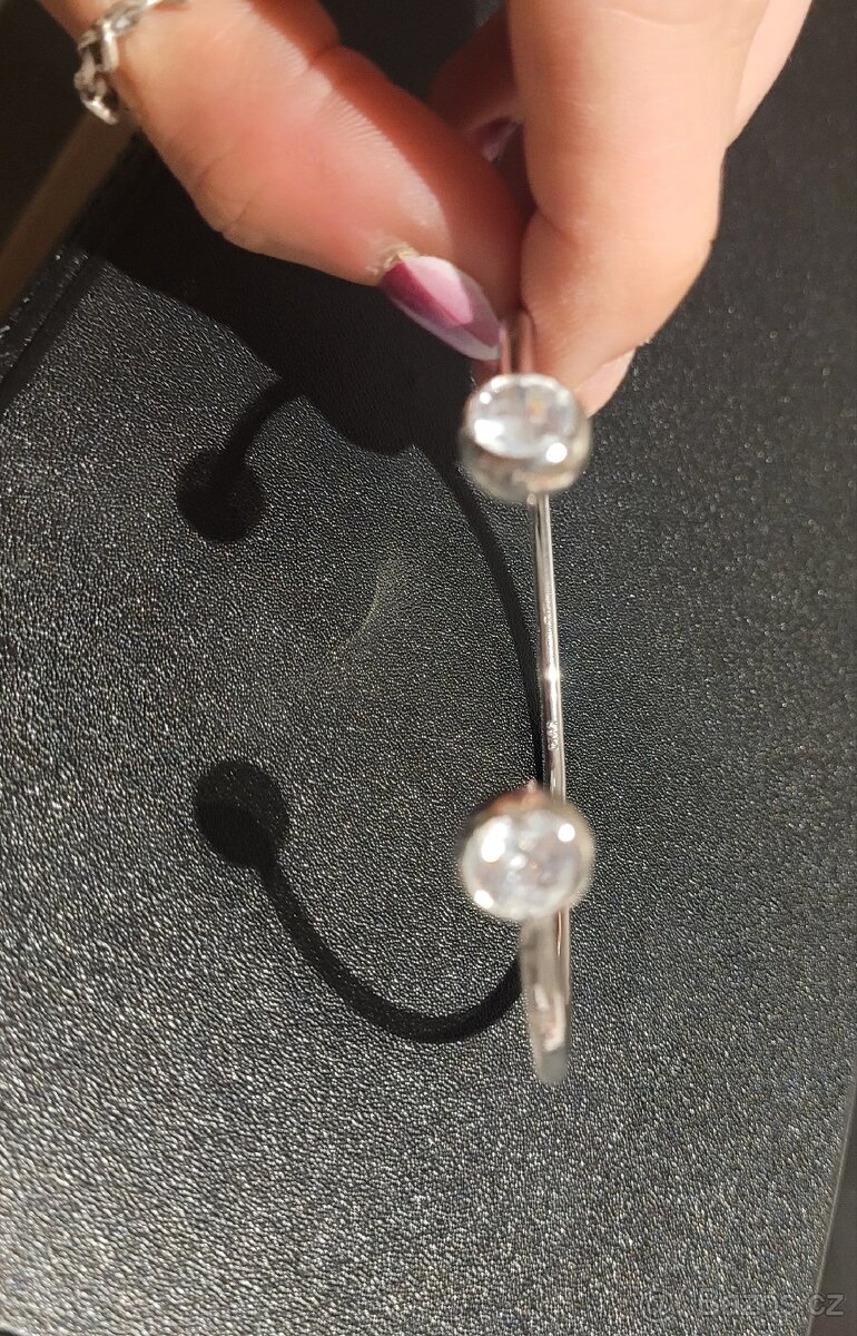 Nový dámský stříbrný náramek 925 otevřený nastavitelný - 5