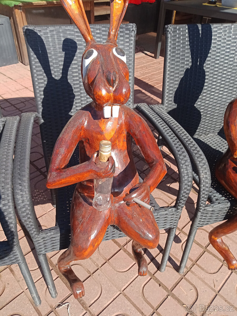 Dřevěné sochy - Velikonoční zajíci - - 5