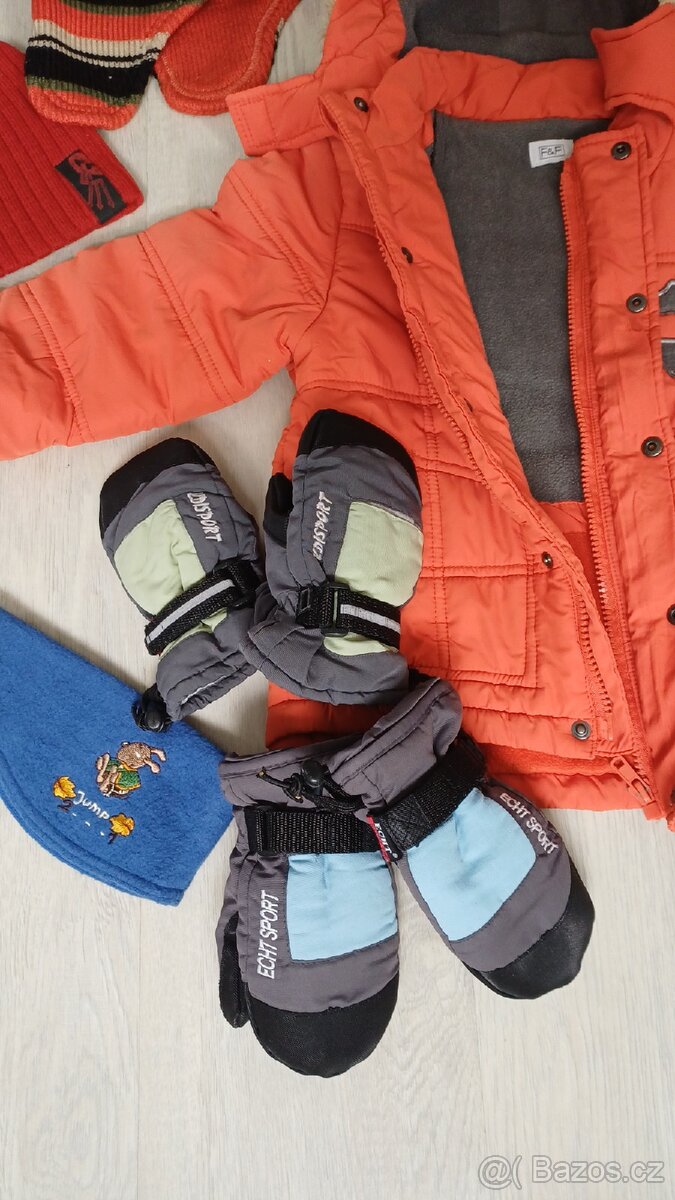 Zimní BUNDA vel.98 + čepice, rukavice - 5