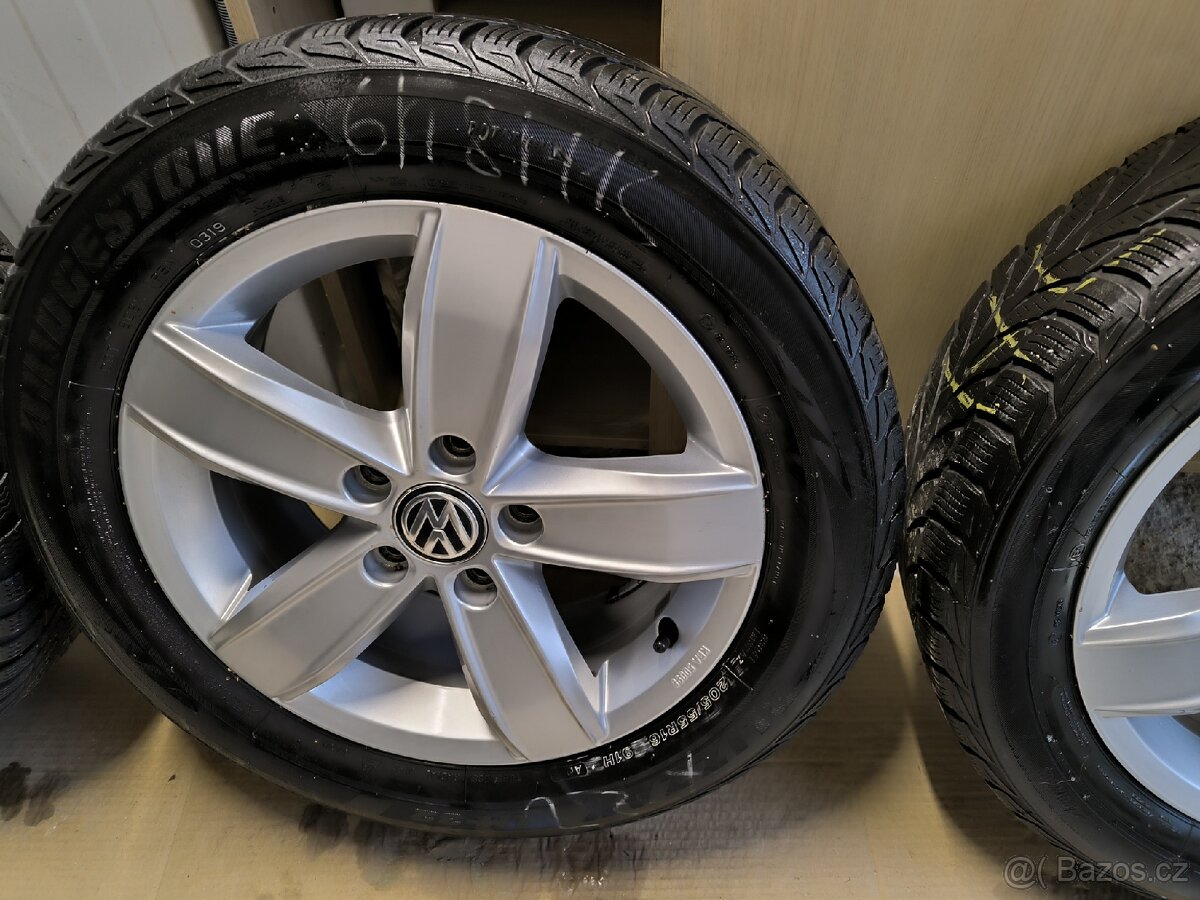 ALU kola Touran Golf 5x112 r16 Originál, zimni pneu - 5