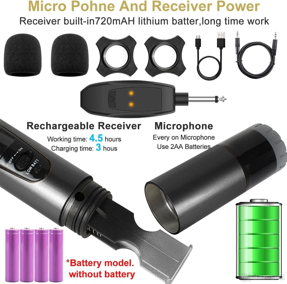 🎤 Bezdrátové karaoke mikrofony ALPOWL – rozbalené - 5