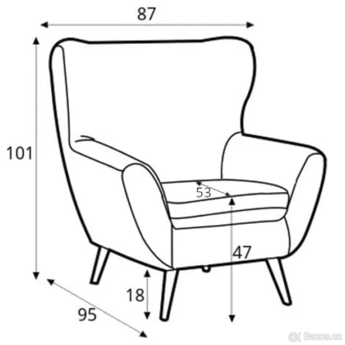 TOP ušák křeslo Voss + taburet (jako nové) - 5