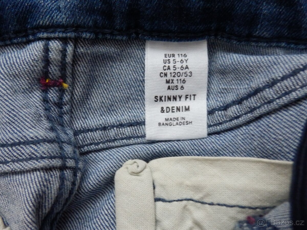 Džíny vel. 116 rifle trhané, skinny fit H&M - 5