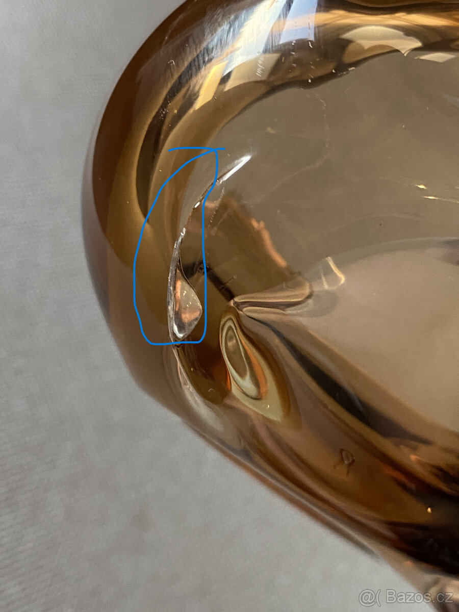 Žardiniéra Red Core 36 cm, medové hutní sklo, J. Beránek - 5