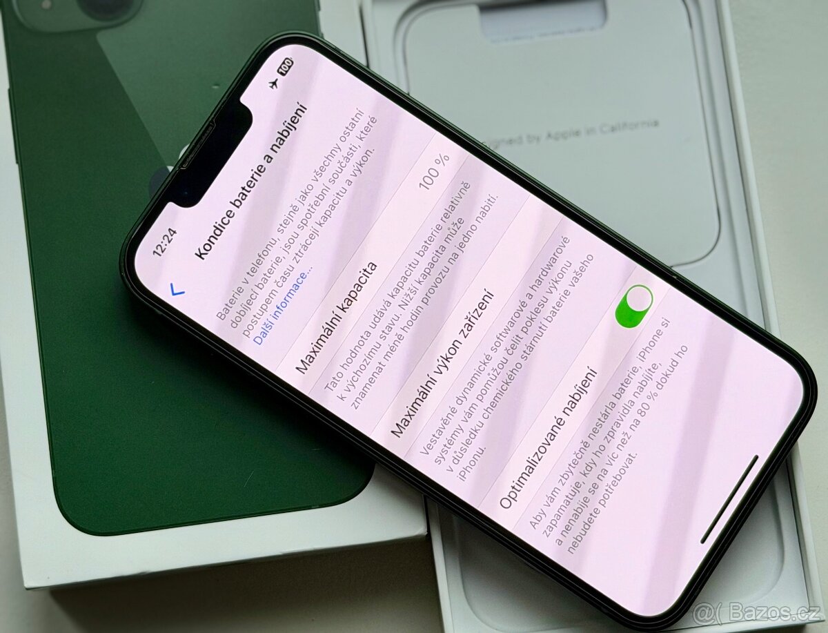 iPhone 13 Mini Green BATERIE 100% TOP - 5