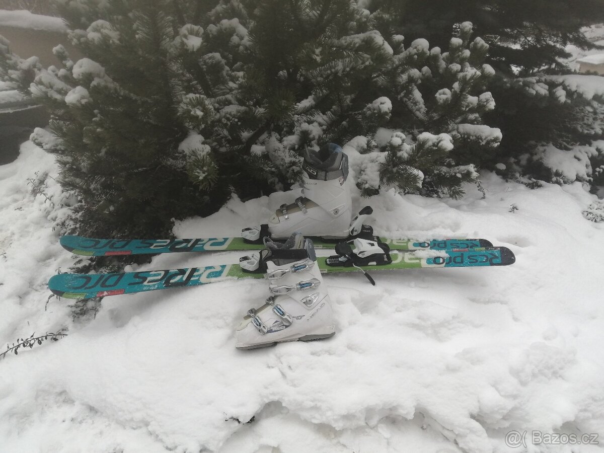 lyže 150 + lyžáky 39 - 5