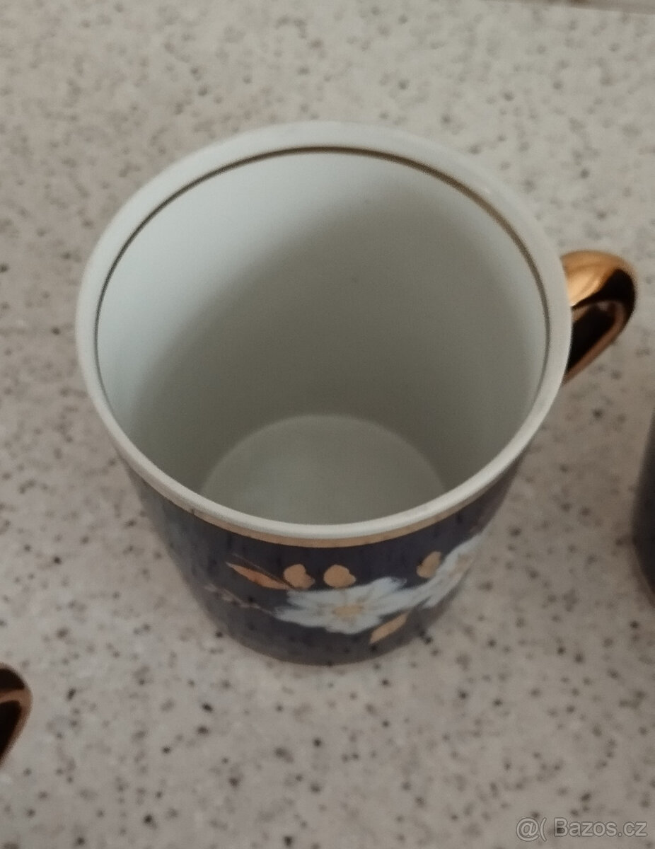 Sada 2x kobaltový hrnek s květem jablka z 60. let - 5