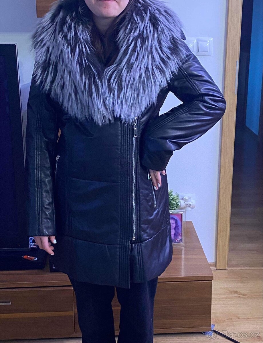 Prodám zateplený kožený kabát velikost M - 5
