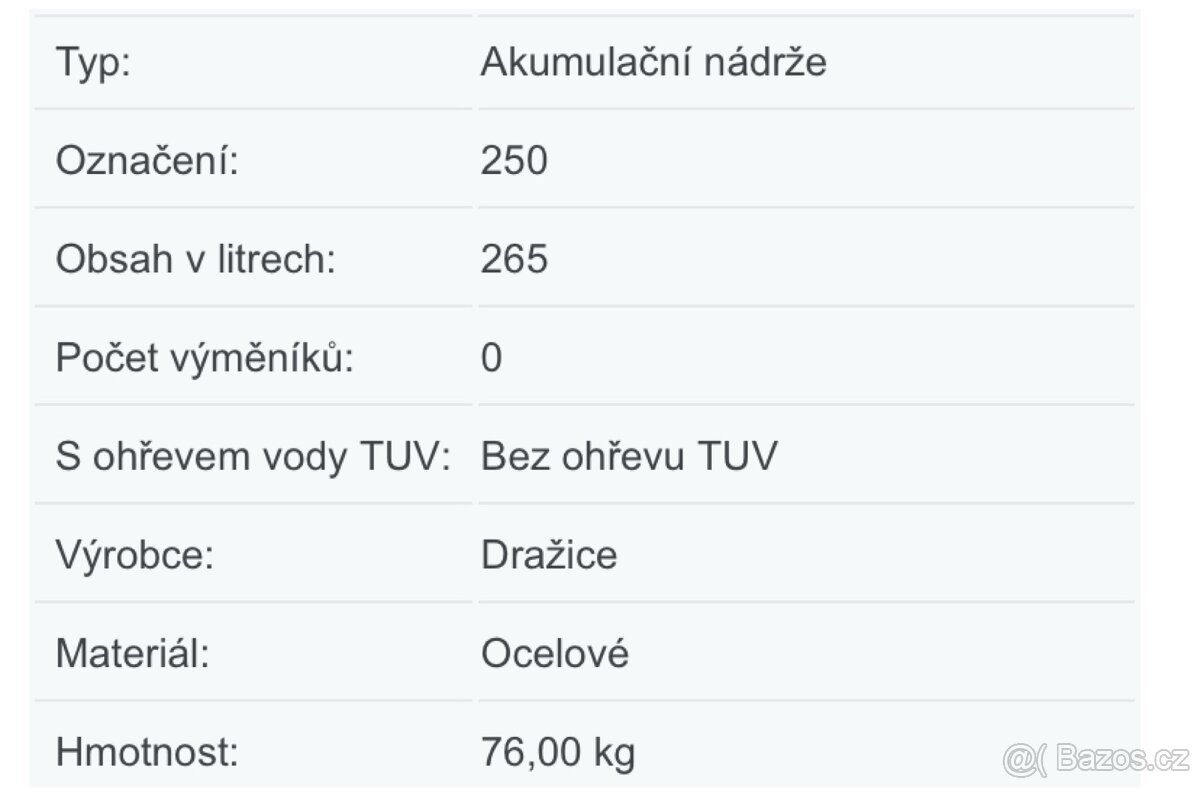 Ohřívače vody Akumulační nádrže ke kotlům Dražice 250 litrů - 5