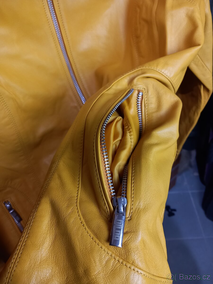 Becca Yellow Dámská Kožená Bunda Žlutá - 5
