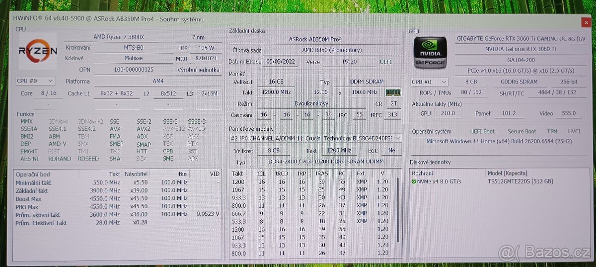 Herní PC - Ryzen 7 3800x, RTX 3060 ti - 5