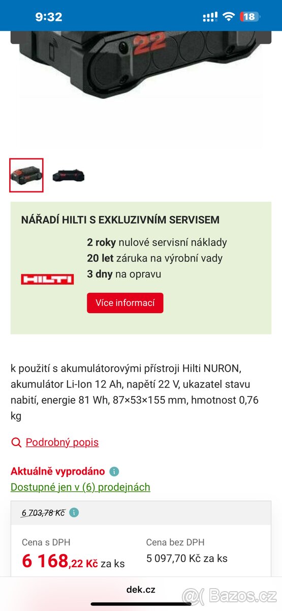 Rádio AKU Hilti RC 6-22 Nuron + baterie B22 85 - 5