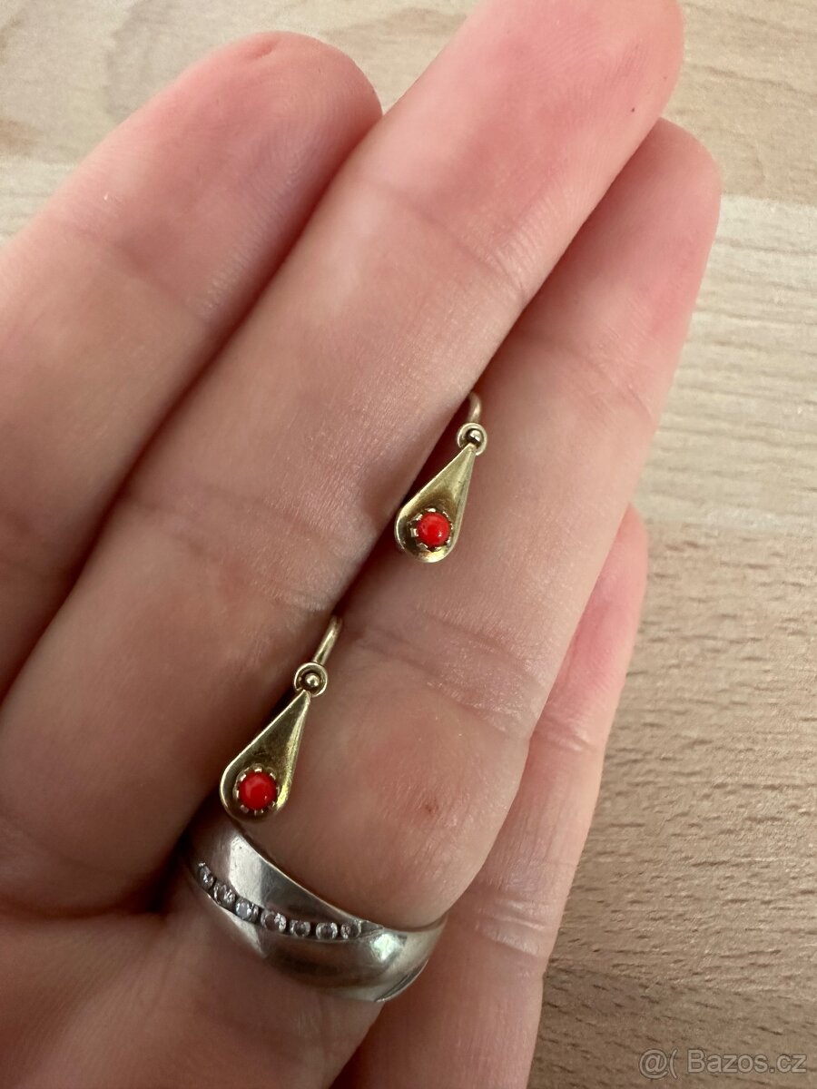 Zlaté dětské starožitné náušnice - 5