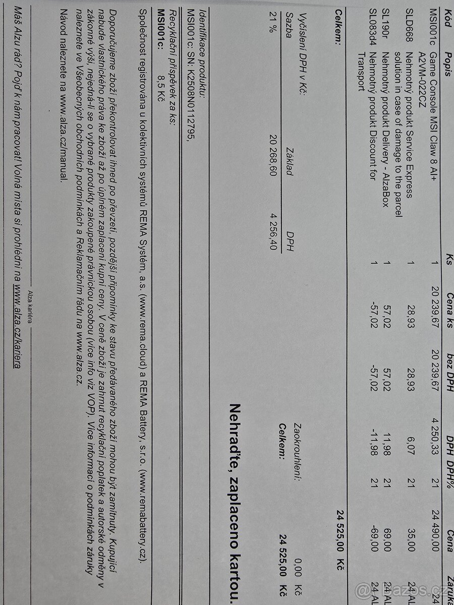 Prodám konzoli MSI Claw 8 AI+ A2VM-022CZ - 5