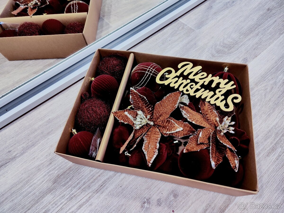 Luxusní sametové/flokované ozdoby, různé barvy, velká sada - 5