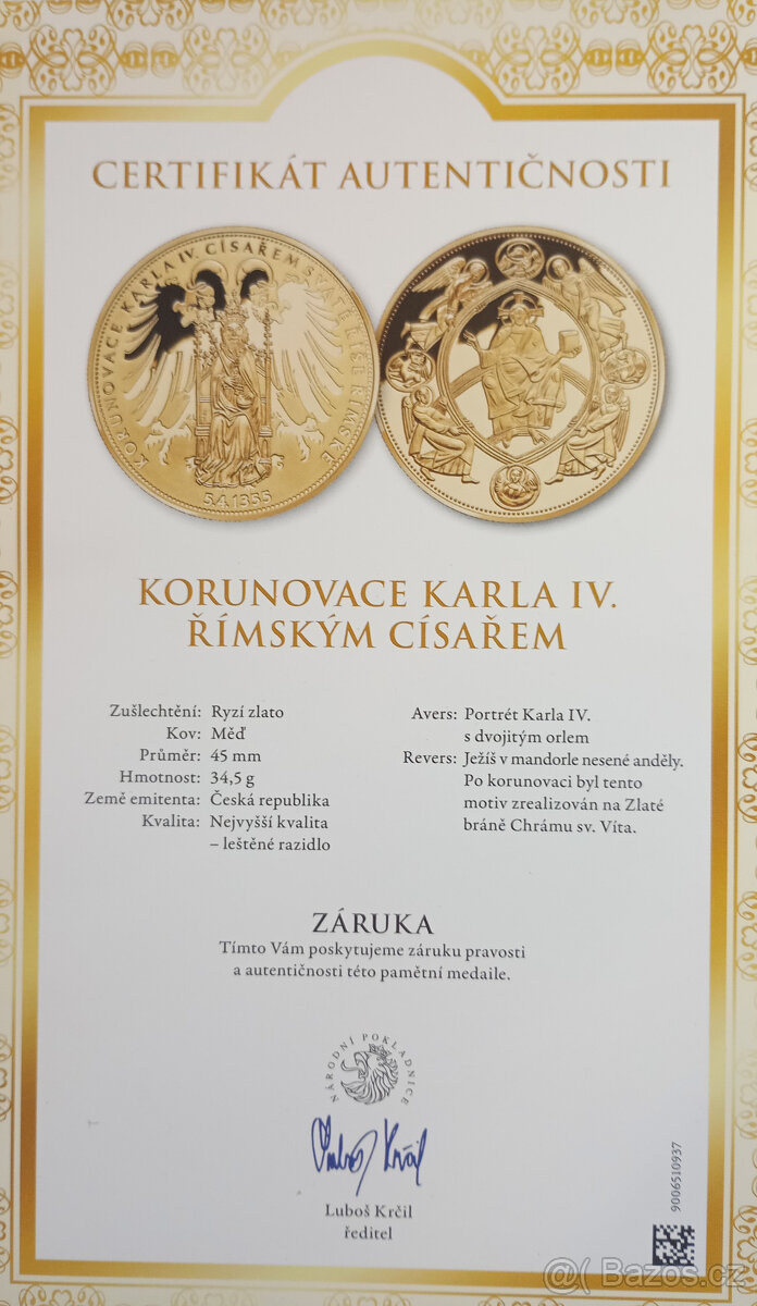 Korunovace Karla IV. – pamětní medaile – zlacená – Proof - 5