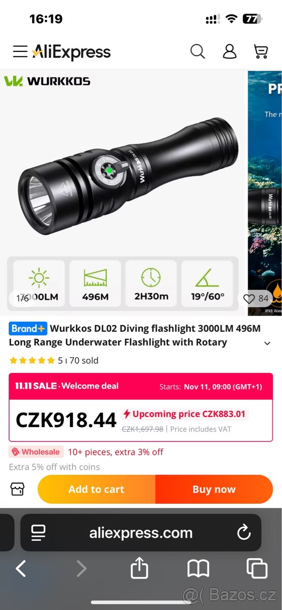 LED ruční svítilna Wurkkos DL-02 3000 LM - 5