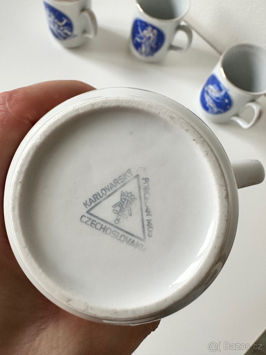 Retro sada 12ks hrnky zvěrokruh Karlovarský porcelán - 5