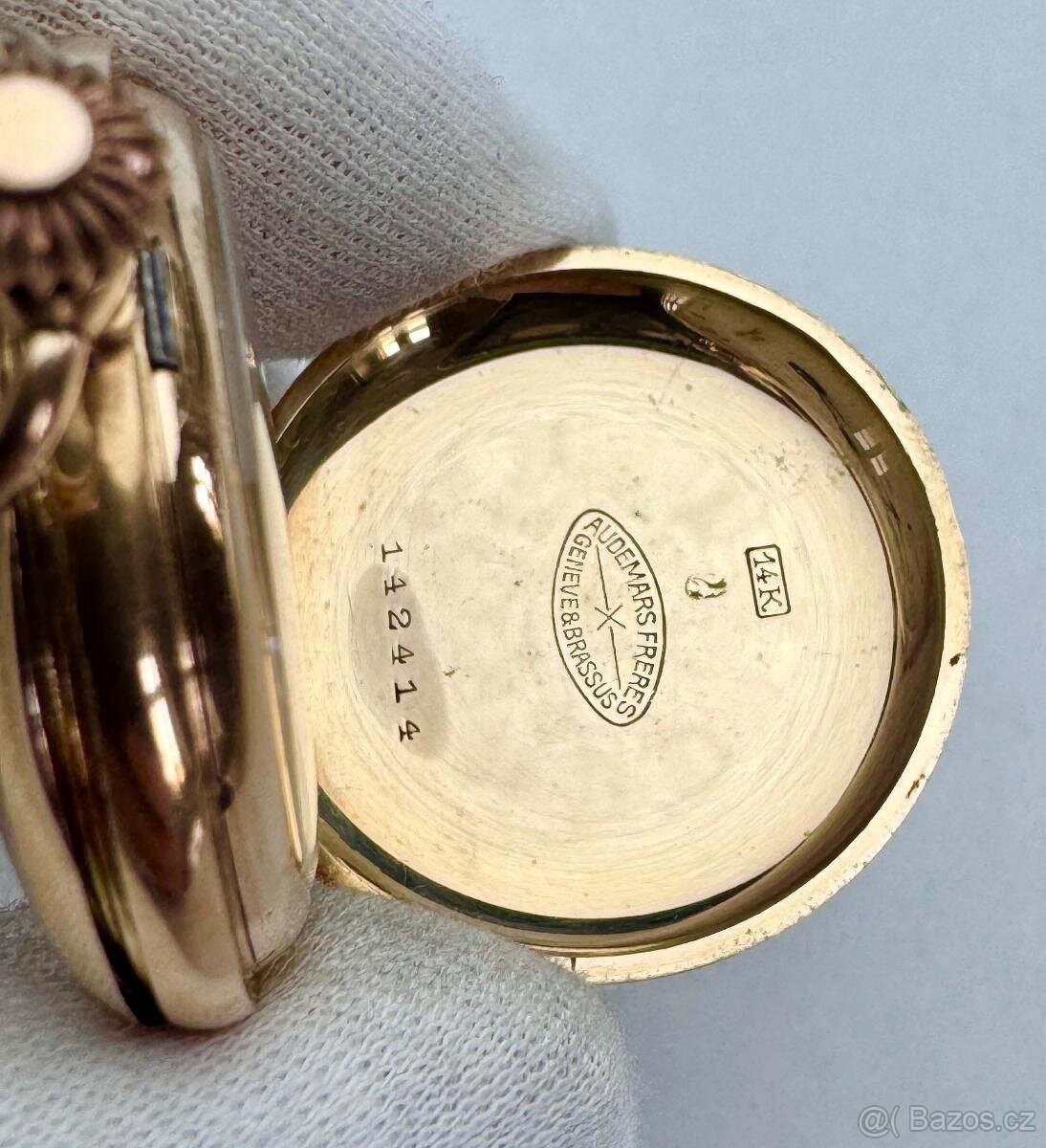14K CELO ZLATÉ TŘÍPLÁŠŤOVÉ KAPESNÍ HODINKY AUDEMARS FRERES - 5