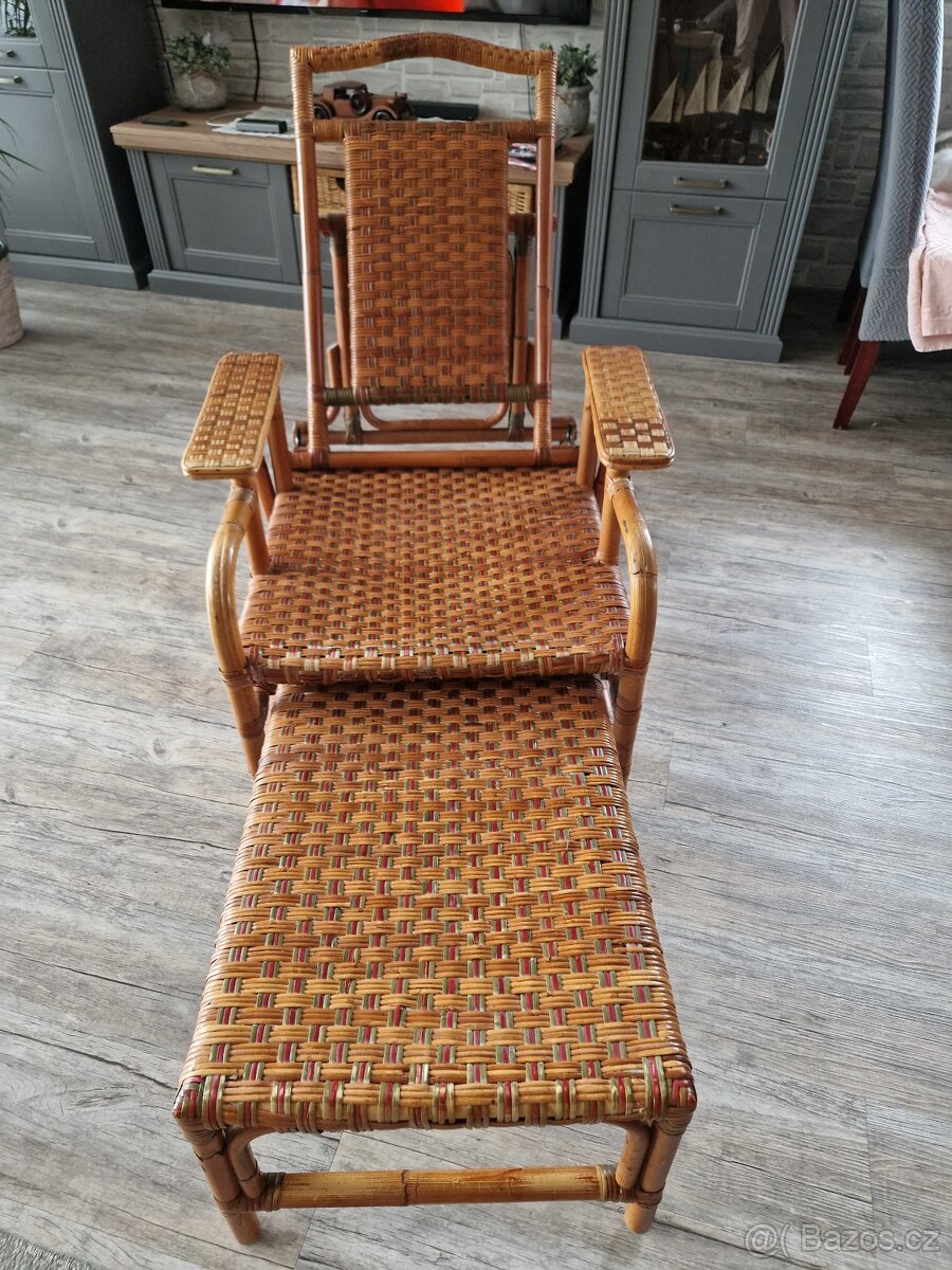 Ratanové zahradní polohovací a rozkládací křeslo - 5