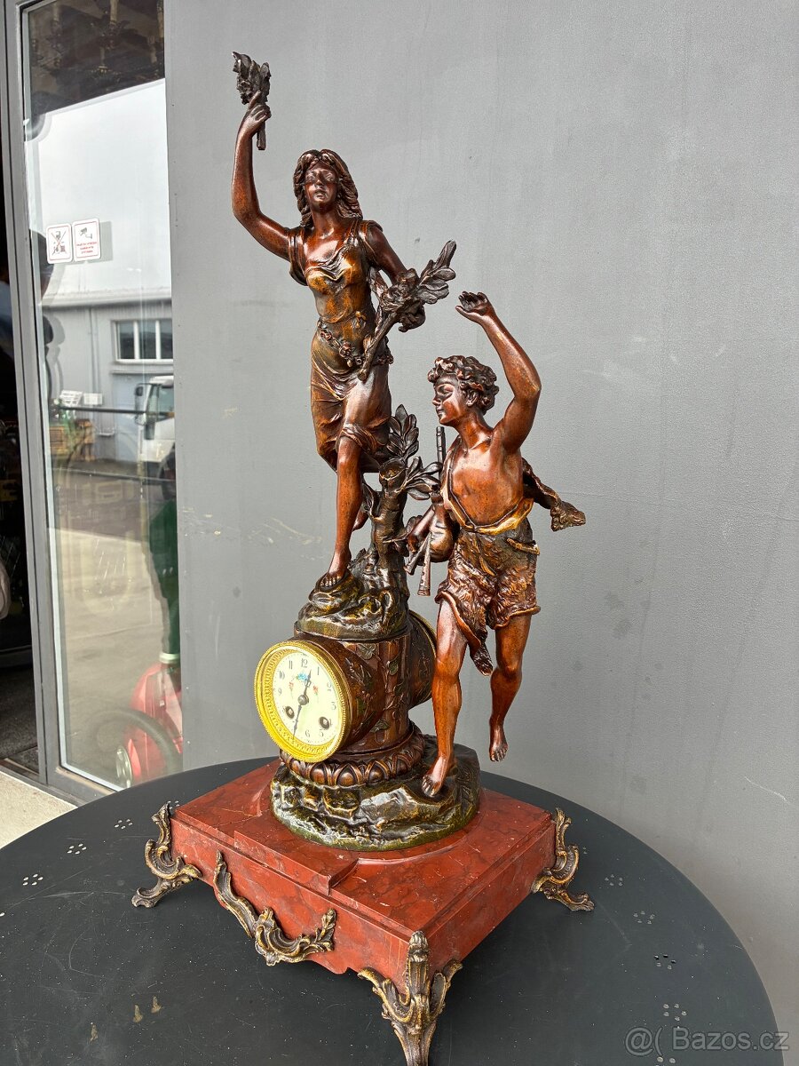 Starožitné francouzské krbové hodiny - 5