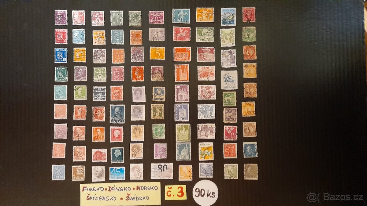 Poštovní známky Fin, Dán, Nor, Hol, Švý, Švéd 90ks - 5