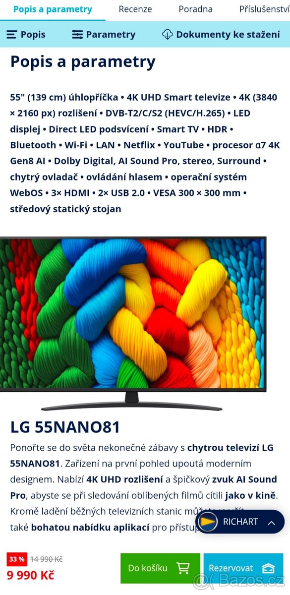Televize LG 55" 139cm - 5