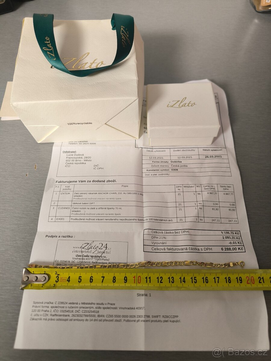 Nový. Zlato 14k náramek 20 cm - 5