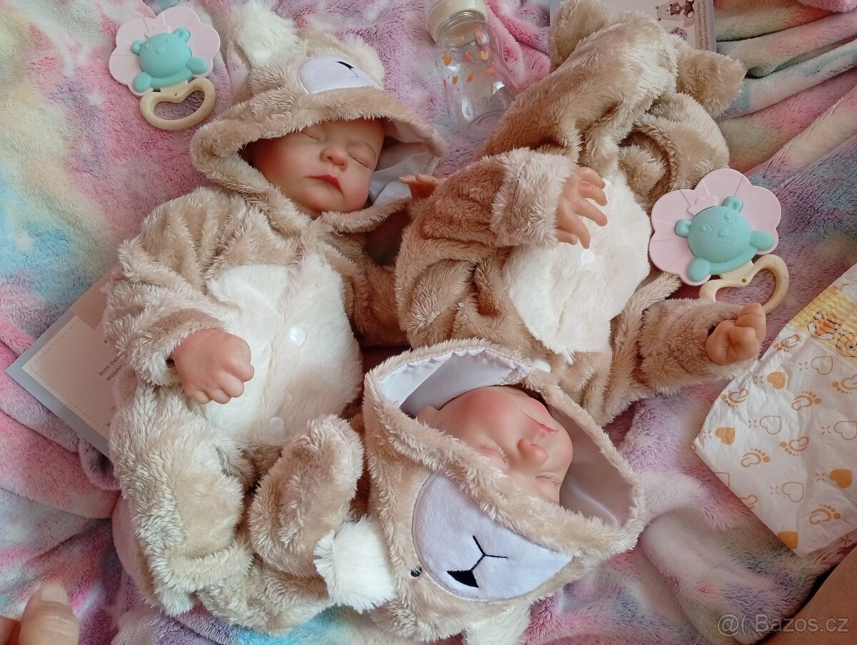Realistická Reborn panenka spící medvídek - 5