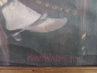 Obraz olej na platně akad.Malíř Hans Wache 1919. - 5