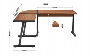 Rohový herní / kancelářský stůl (hnědý) - 5