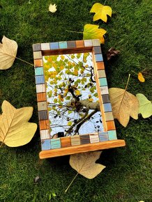 Zrcadlo 40x60cm s policí - barevná mozaika - 5