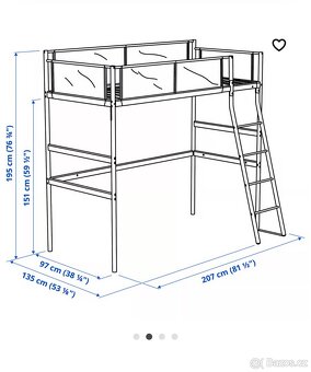 Rám vysoké postele Ikea Vitval 90 x 200 cm - 5