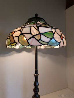 mosazná lampička, stará lampa, Tiffany stínidlo, TOP stav - 5
