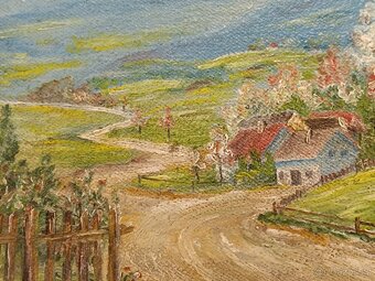 Obraz DUDA 1958, Valašské chalupy, olej na plátně 38x48 - 5