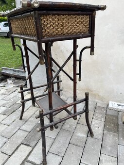 Starý stolek,ratanový Bambus - 5
