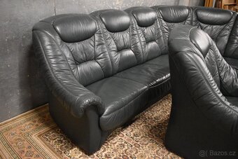 Rohová sedací souprava kožená+ Křeslo - 5