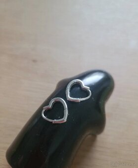 Nové dámské stříbrné náušnice 925 srdce srdíčka ocel - 5