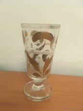 Skleněná starožitná sklenice grogovka ručně malovaná zlacená - 5