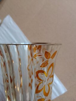 Pěkná stará, masivní broušená sklenice s lazurou, - 5