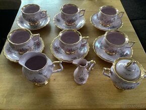 Růžový porcelán .- kávová sada - 5