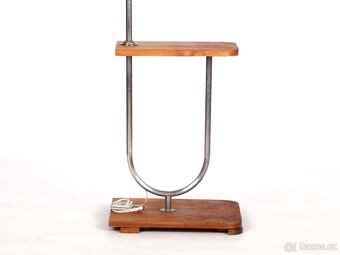 Podlahová starožitná lampa, chrom, ořech, 1930. - 5