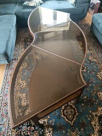 Stolek, 6 dílný, masiv - kouřové sklo - 5