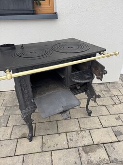 Litinový starožitný sporák - 5