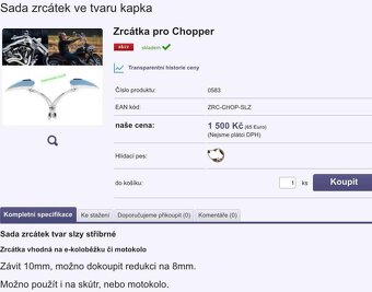 Zrcátka na Chopper ve tvaru kapky - 5