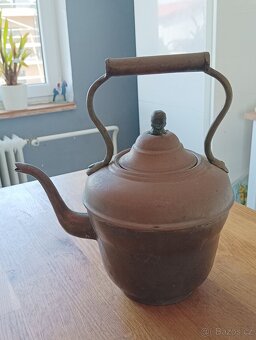 FRANCOUZSKÁ STAROŽITNÁ MOSAZNOMĚDĚNÁ KONVICE RUČNĚ VYROBENÁ - 5